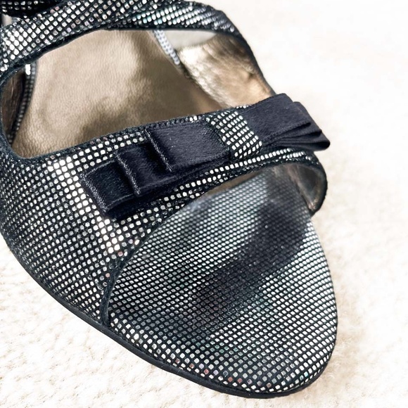 CARLO PAZOLINI Black Satin Bow Sparkle Sandals - Picture 3 of 9